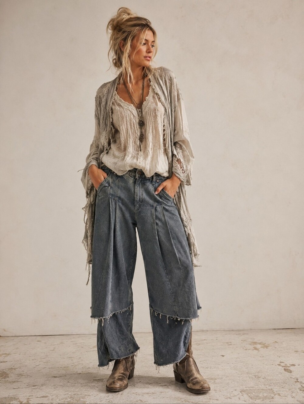 NWT Free People We The Free Nocturne Double Hem Trouser Jeans Size 28 Pants - Picture 8 of 8